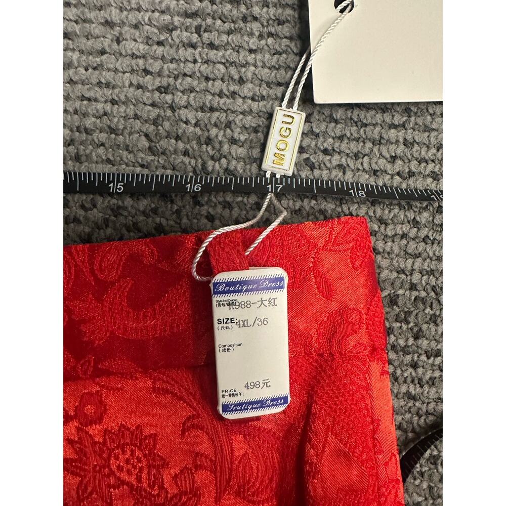 MOGU Red Paisley Jacquard Dress Pants Mens 4XL 36x33 Slim Fit Satin NWT Bold - Picture 5 of 8